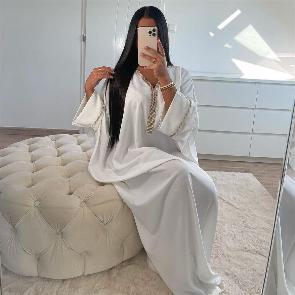 Maxi Vestido Dubai Abaya Musulmán Mujeres Caftán Suelto Caftán Islámico Turquía Cóctel - Imagen 32 de 56