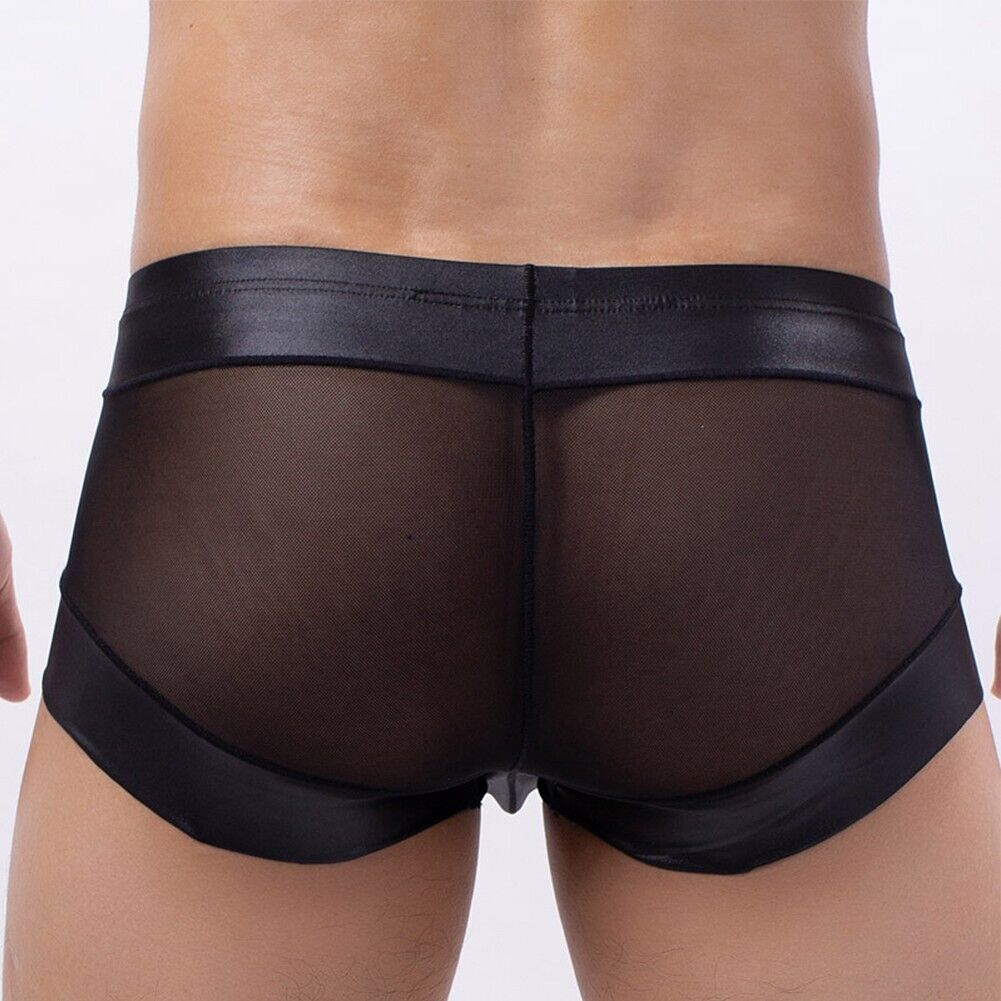 Men Sexy Shorts Underwear See-through Mesh Boxer U Convex Pouch Trunks Briefs - Picture 19 of 34