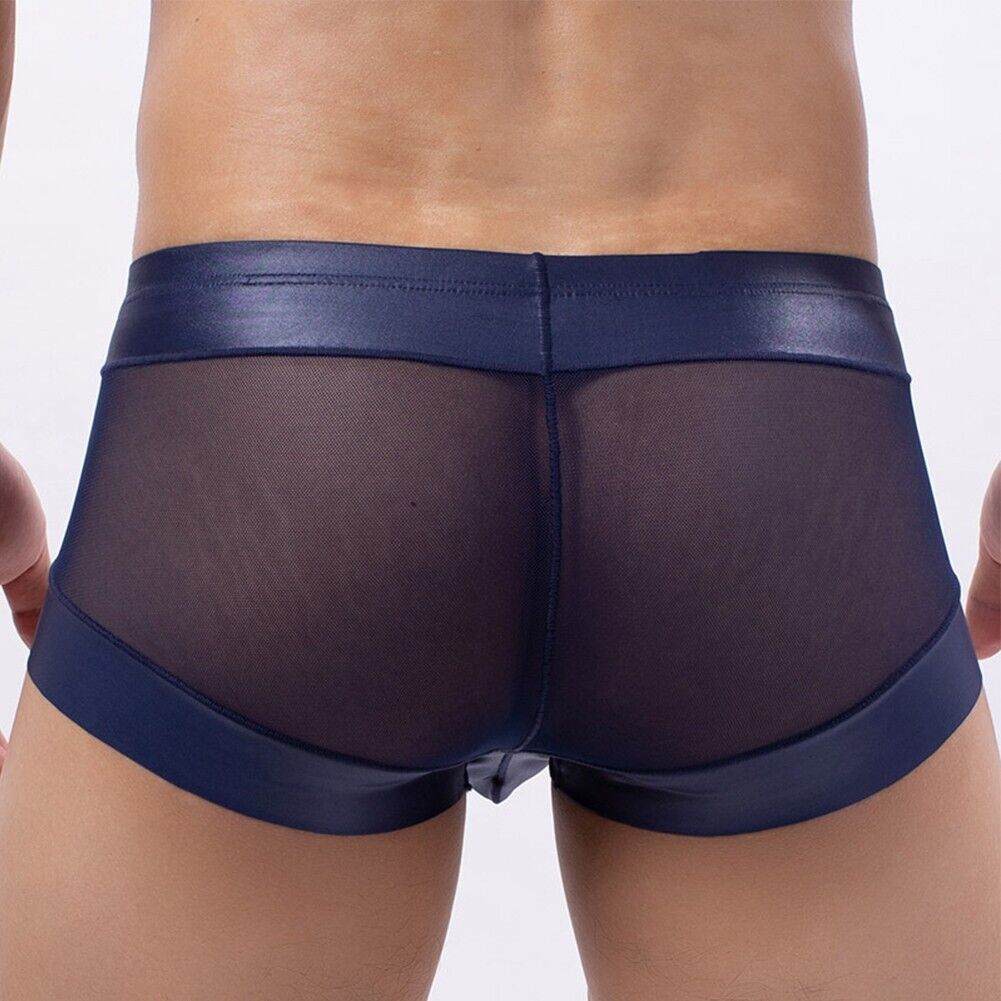 Men Sexy Shorts Underwear See-through Mesh Boxer U Convex Pouch Trunks Briefs - Picture 34 of 34