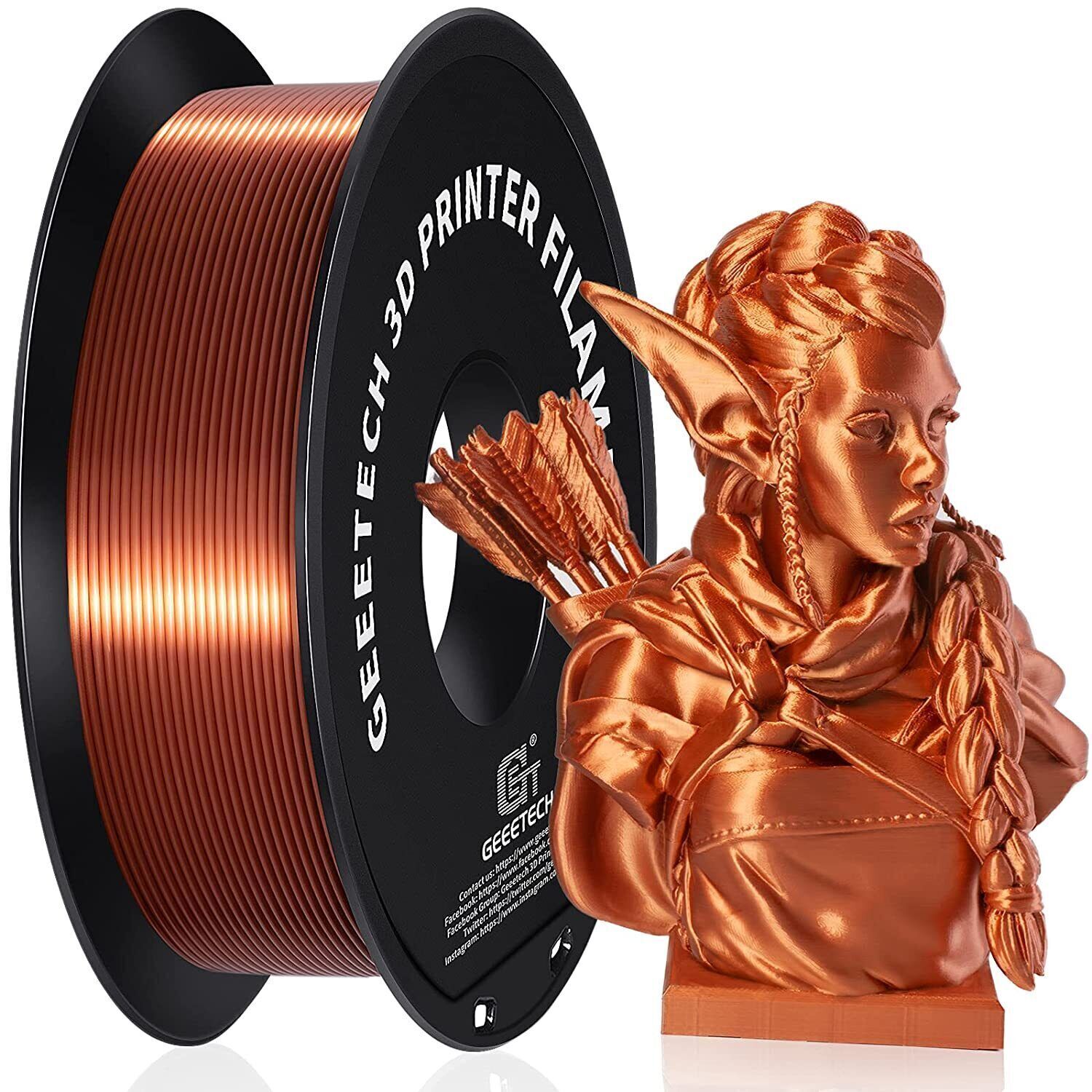 1KG/Roll Geeetech Filament Silky PLA 1.75mm Shiny Glossy 3D Printer Filament US