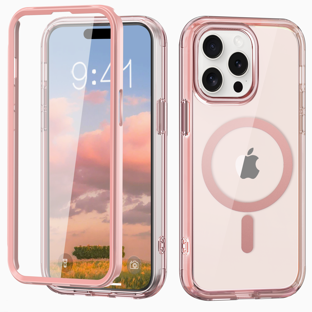 Custodia magnetica 360° per iPhone 15 14 13 12Pro Max custodia protettiva cellulare full cover - Foto 15 di 19