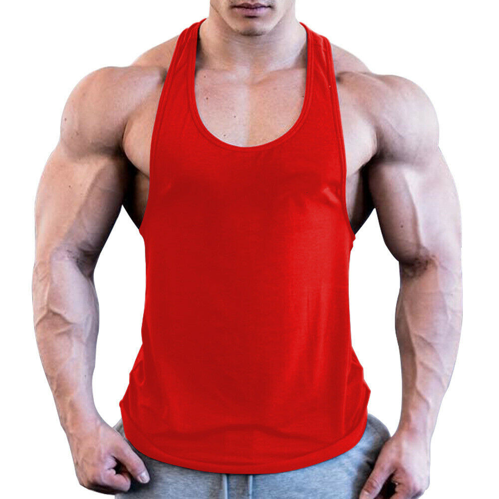 Men's Muscle Gym Workout Stringer Tank Tops Bodybuilding Fitness T-Shirts Vest