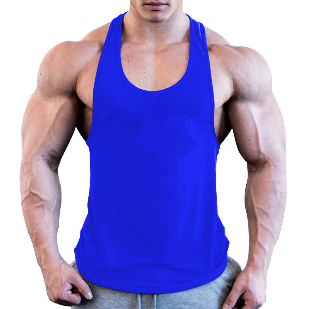 Men's Muscle Gym Workout Stringer Tank Tops Bodybuilding Fitness T-Shirts Vest