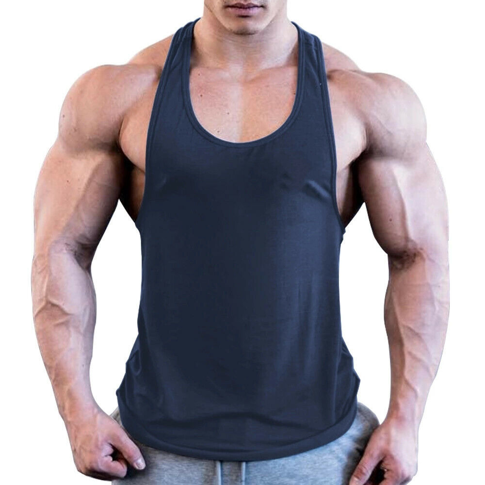 Men's Muscle Gym Workout Stringer Tank Tops Bodybuilding Fitness T-Shirts Vest