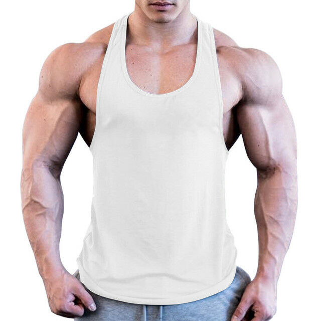 Men's Muscle Gym Workout Stringer Tank Tops Bodybuilding Fitness T-Shirts Vest