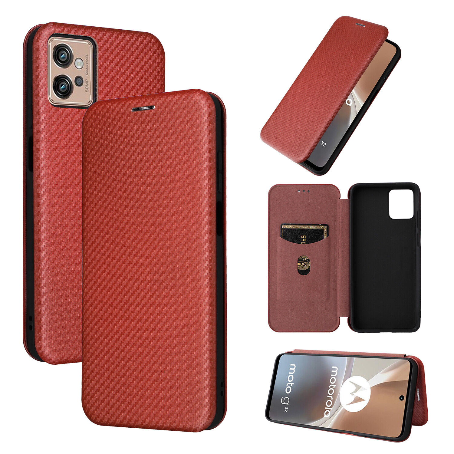 Funda tipo billetera de cuero con soporte de fibra de carbono para teléfono ONEPLUS 8/7/6/5T cubierta de piel - Imagen 27 de 29
