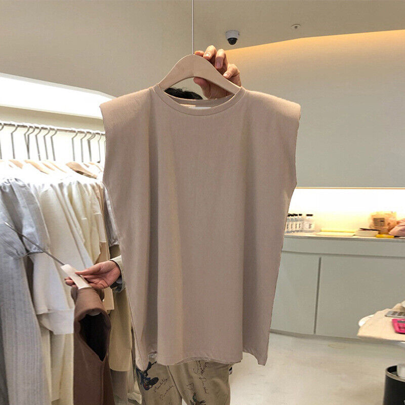 Summer Casual Women's Solid Color Loose Simple Sleeveless T-Shirt Vest Tops - Picture 18 of 18