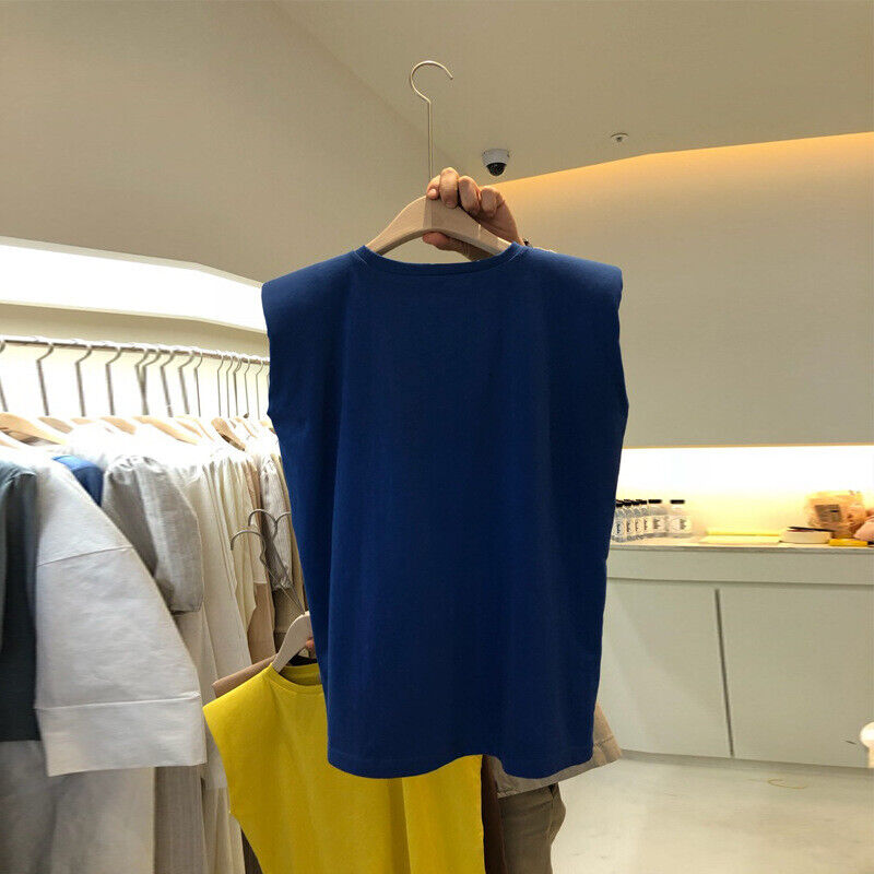Summer Casual Women's Solid Color Loose Simple Sleeveless T-Shirt Vest Tops - Picture 17 of 18