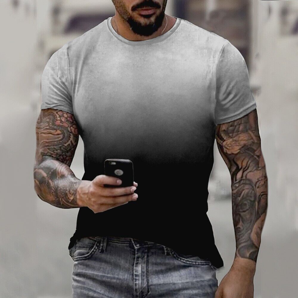 Sport Muscle Short Sleeve Casual T Shirt for Men 3D Printed Crew Neck Tees Tops