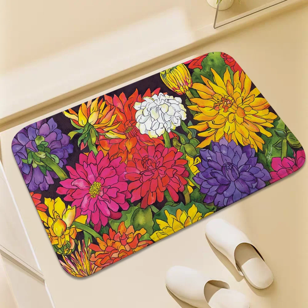 Flower Carpet Washable Non-slip Kitchen Rug Door Mat Balcony Bedroom Rugs Floor - Picture 27 of 34