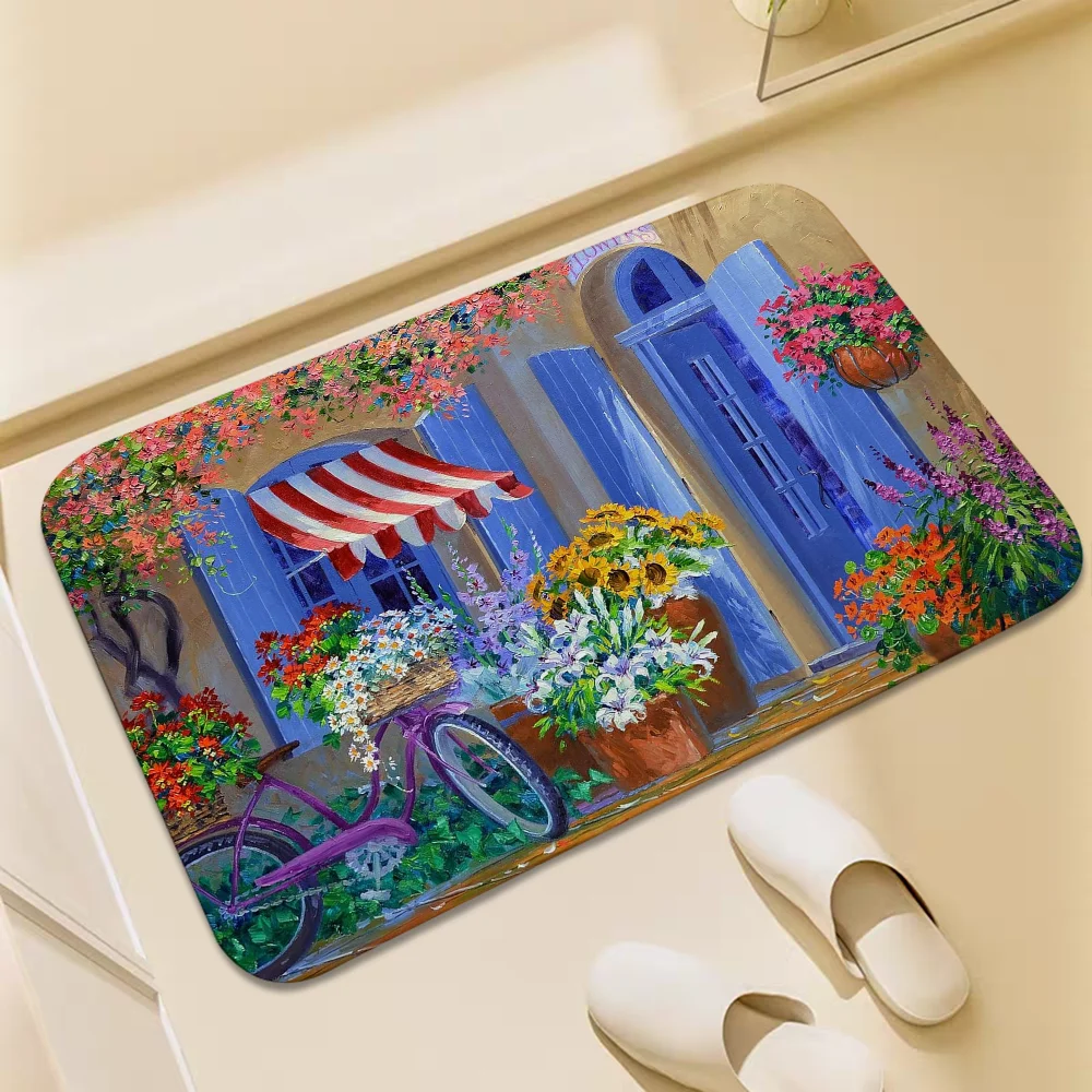 Flower Carpet Washable Non-slip Kitchen Rug Door Mat Balcony Bedroom Rugs Floor - Picture 34 of 34