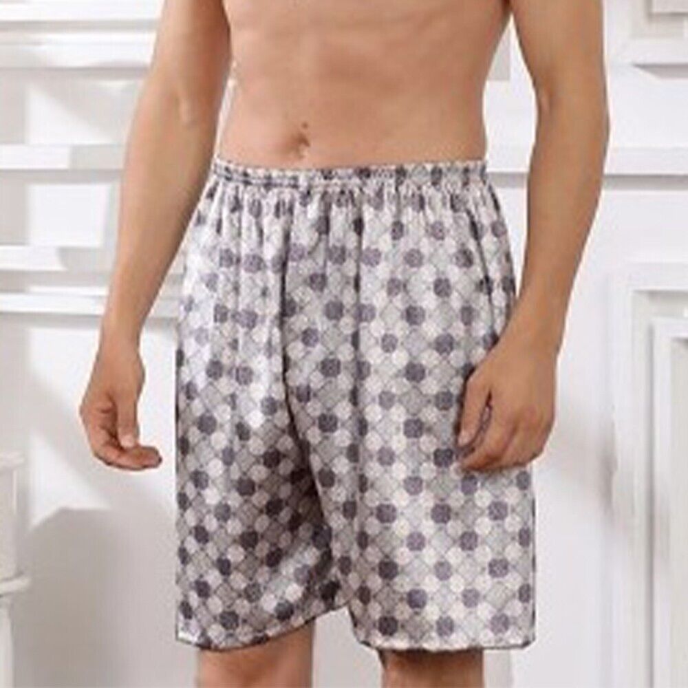Men's Casual Sleepwear Shorts Faux Satin Silk Shorts Nightwear Comfort Homepants - Picture 13 of 13