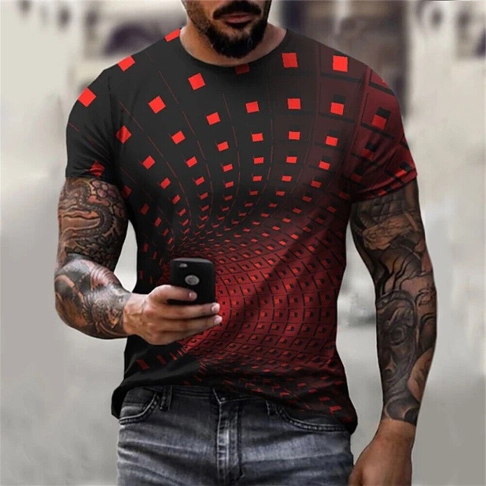 Mens Tops Mens Shirt Graphic Print Gym Sports Streetwear T-Shirt Tee 3D