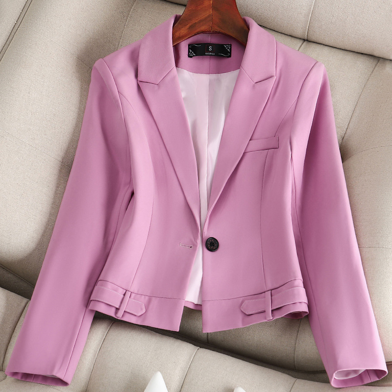 Primavera Moda Abrigo Corto Para mujeres Calce Ajustado Chaqueta Informal Blazer Prenda para el torso Un Botón - Imagen 9 de 11