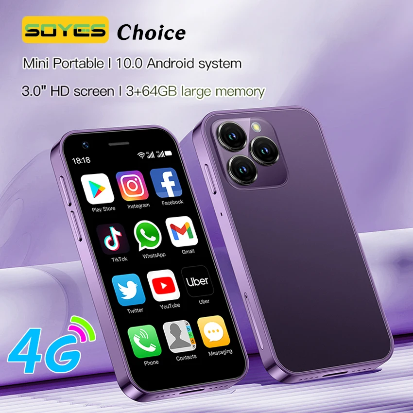 Unlocked SOYES XS16 Mini Smartphone 4G LTE 3GB+64GB Android 10 Phones Dual Sim