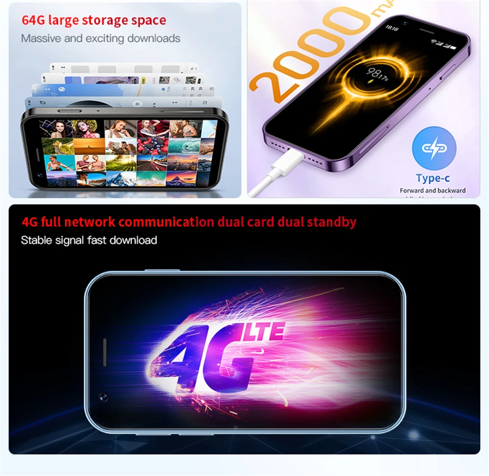 Unlocked SOYES XS16 Mini Smartphone 4G LTE 3GB+64GB Android 10 Phones Dual Sim