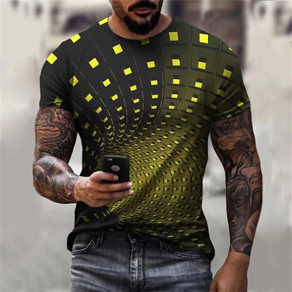 Mens Tops Mens Shirt Graphic Print Gym Sports Streetwear T-Shirt Tee 3D