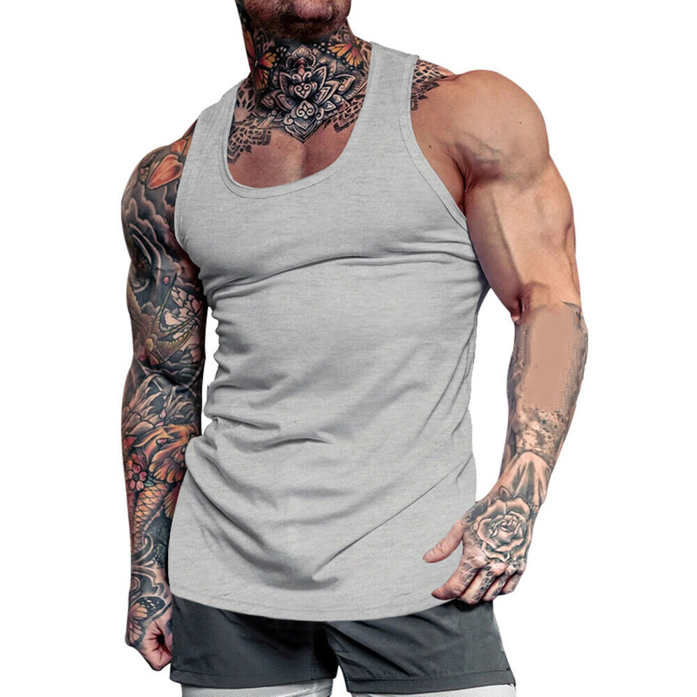 Men Gym Tank Top Vest Sleeveless Bodybuilding Fitness Muscle Tee T-shirt Workout