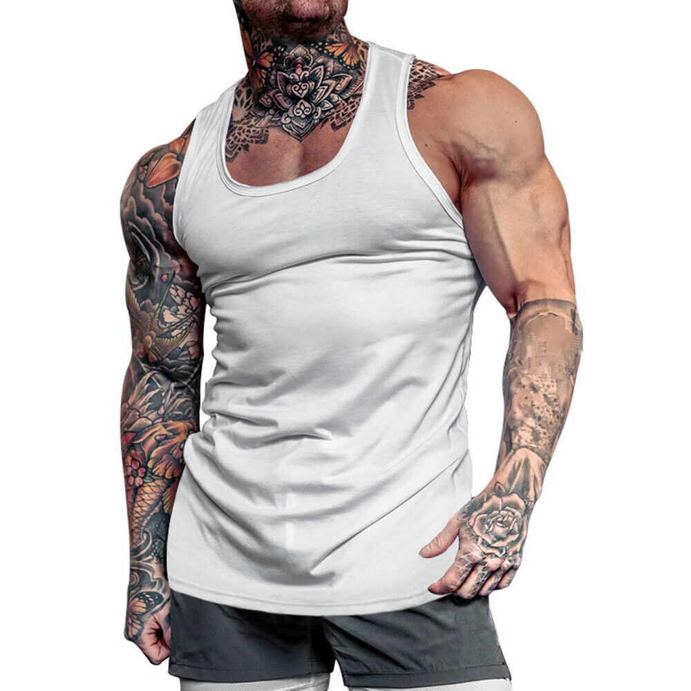 Men Gym Tank Top Vest Sleeveless Bodybuilding Fitness Muscle Tee T-shirt Workout