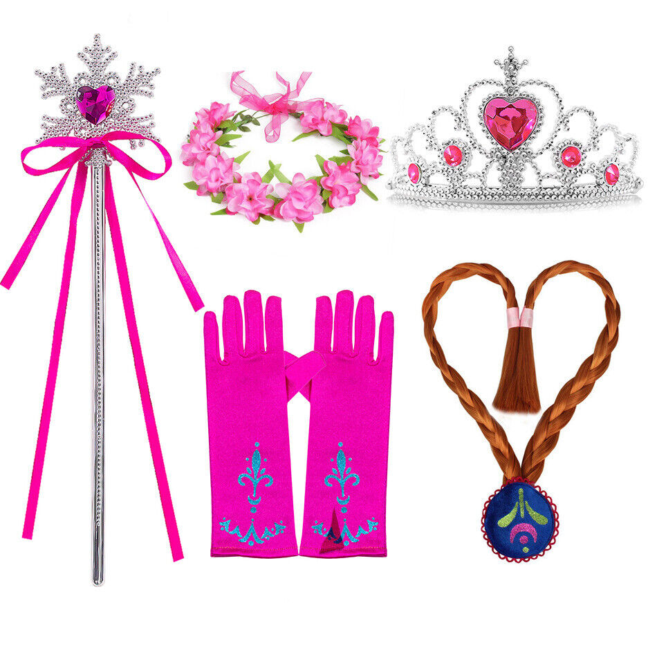 Kids Girls Anna Elsa Princess Costume Party Cosplay Fancy Dress Wig Hoodie Cape - Picture 30 of 34