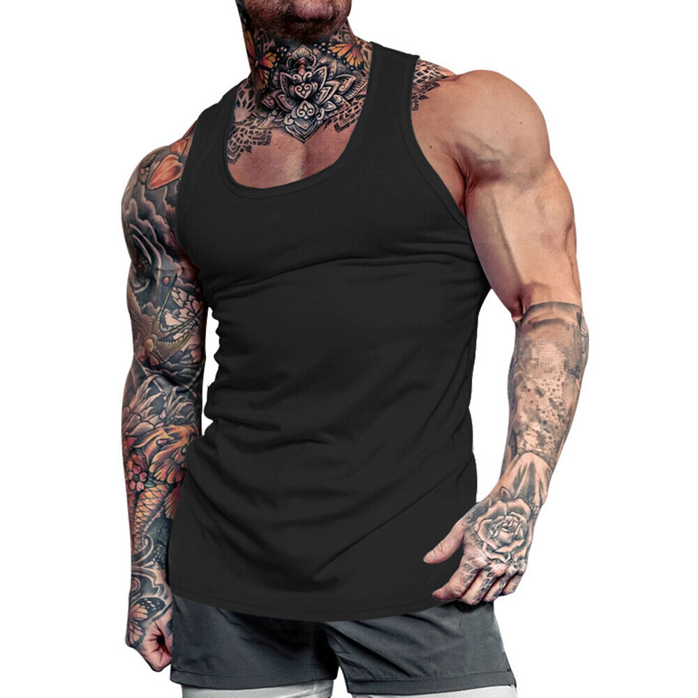 Men Gym Tank Top Vest Sleeveless Bodybuilding Fitness Muscle Tee T-shirt Workout