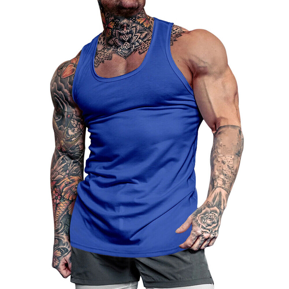 Men Gym Tank Bodybuilding Top Vest Sleeveless Fitness Muscle Tee T-shirt Workout