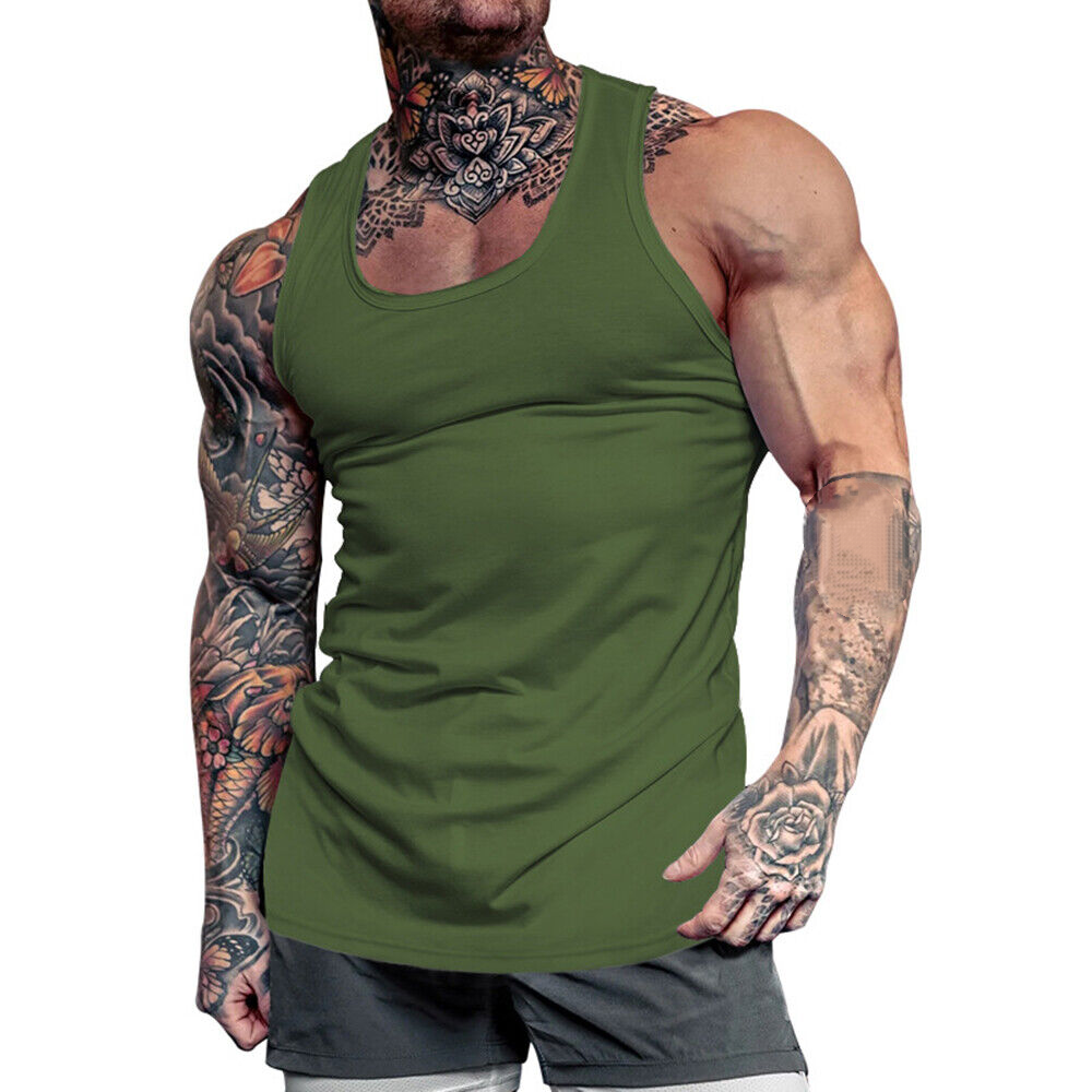 Men Gym Tank Bodybuilding Top Vest Sleeveless Fitness Muscle Tee T-shirt Workout