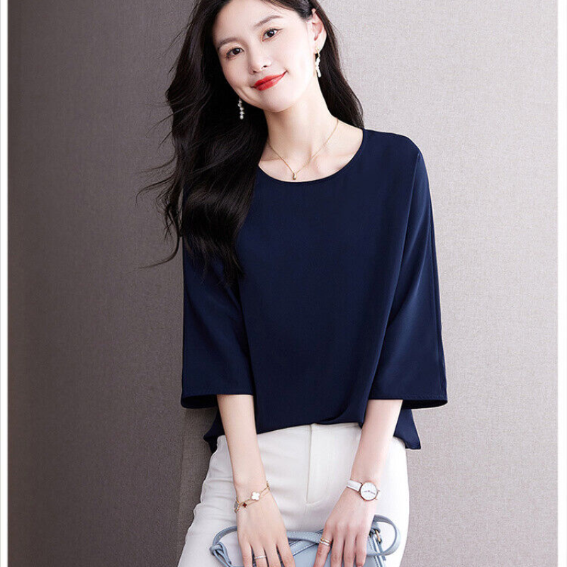 Women Chiffon Loose Casual Workwear Business Tops Blouse Shirts T-Shirt Fashion