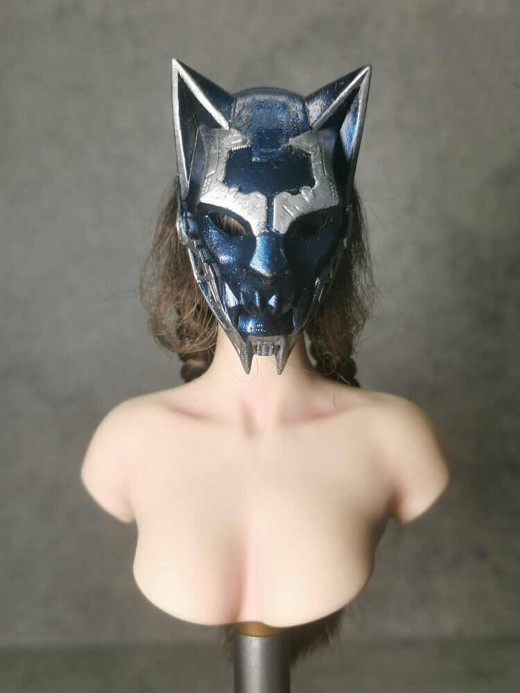 1/6 Scale Cyberpunk Mechanical Cat Mask Wasteland Style for 