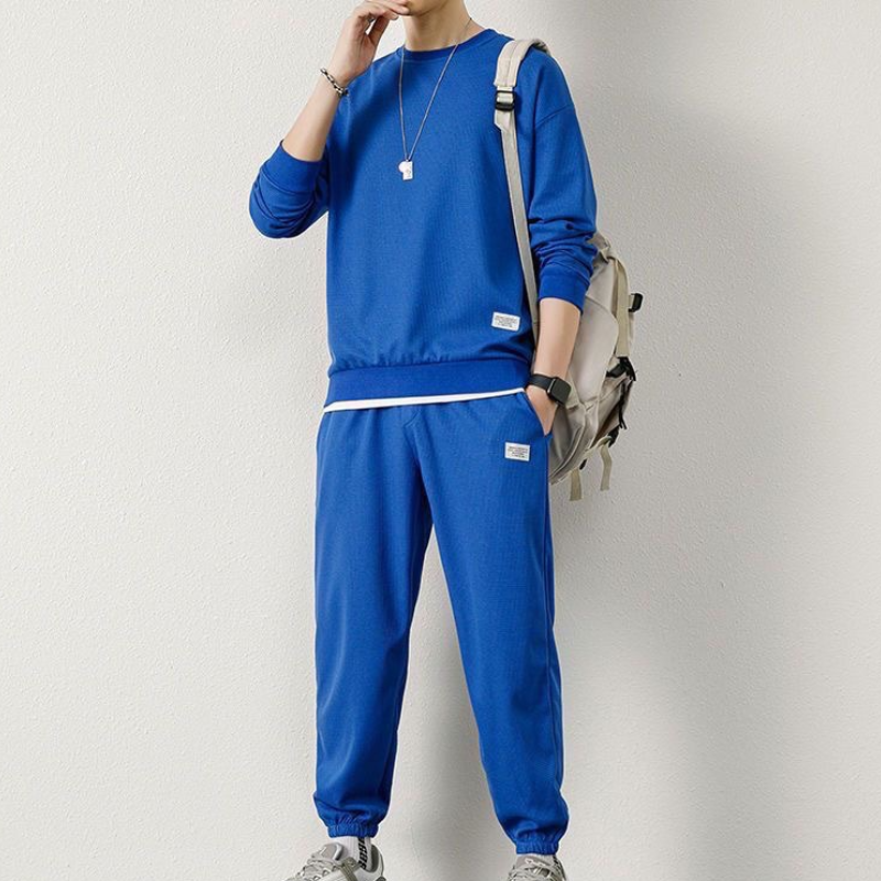 Waffle Track Suit Men's Casual Sports Long Sleeve Pants Two-Piece Set Sweatsuits