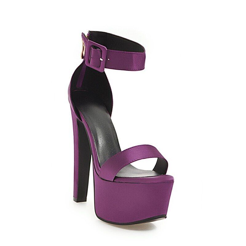 Women Platform High Heels Sexy Sandals Ankle Strap Zipper Pumps Stilettos Shoes - Picture 17 of 18