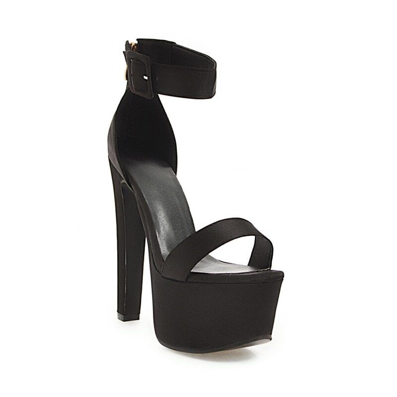 Women Platform High Heels Sexy Sandals Ankle Strap Zipper Pumps Stilettos Shoes - Picture 15 of 18