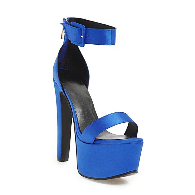 Women Platform High Heels Sexy Sandals Ankle Strap Zipper Pumps Stilettos Shoes - Picture 16 of 18