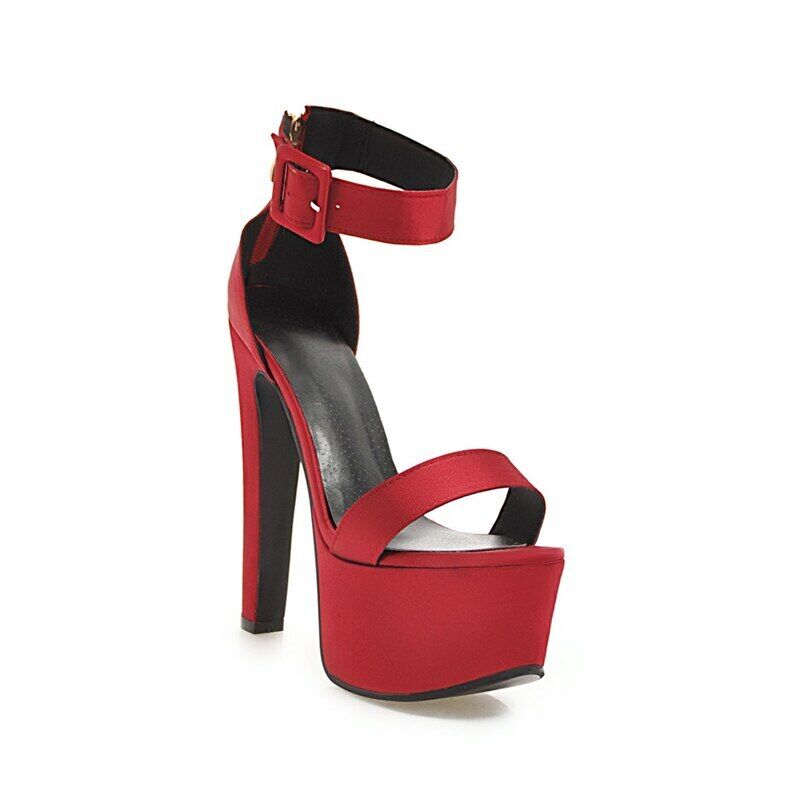 Women Platform High Heels Sexy Sandals Ankle Strap Zipper Pumps Stilettos Shoes - Picture 18 of 18