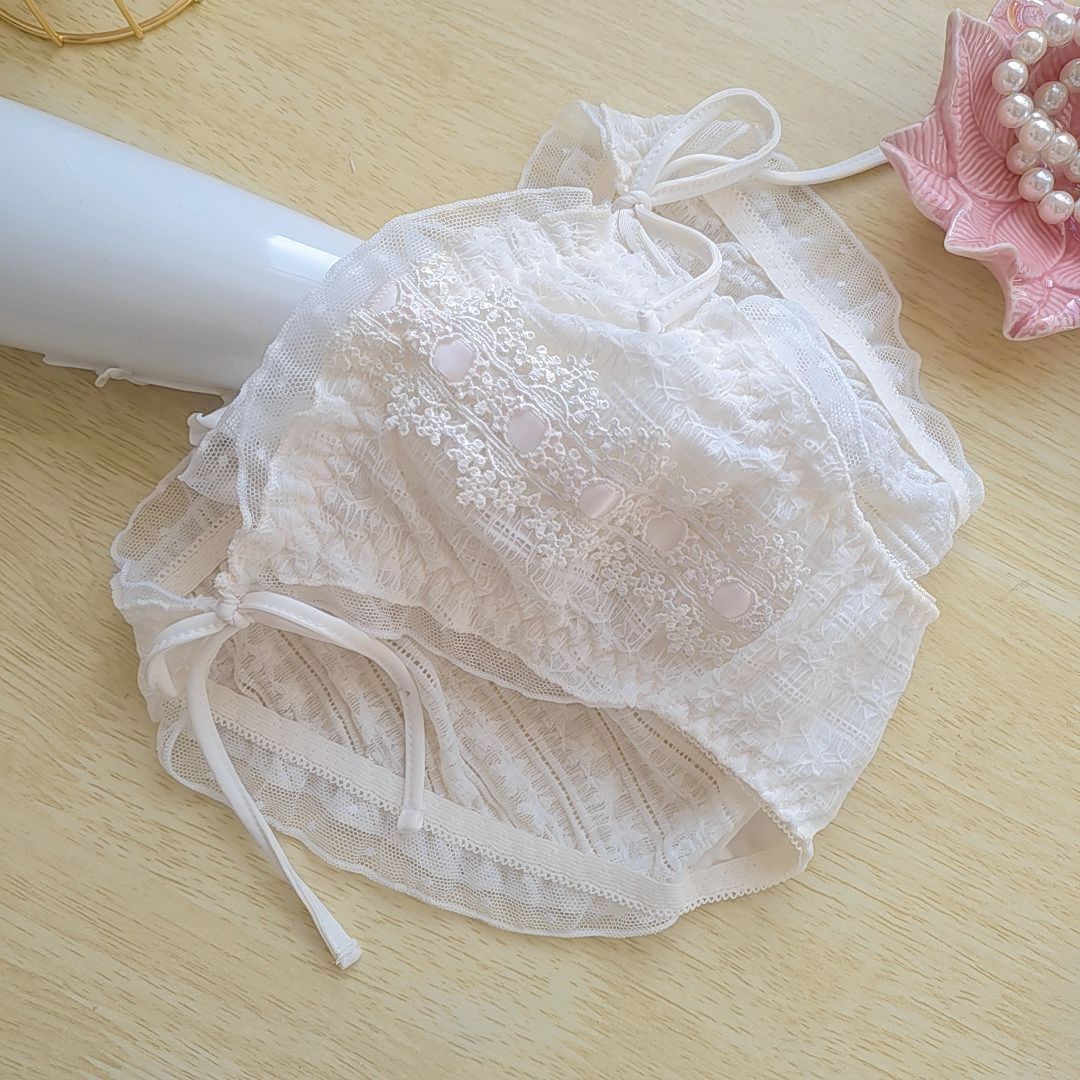 Japanese Women’s Briefs Lace Ruffled Edges Princess Girl Sweet Lace Up Underwear