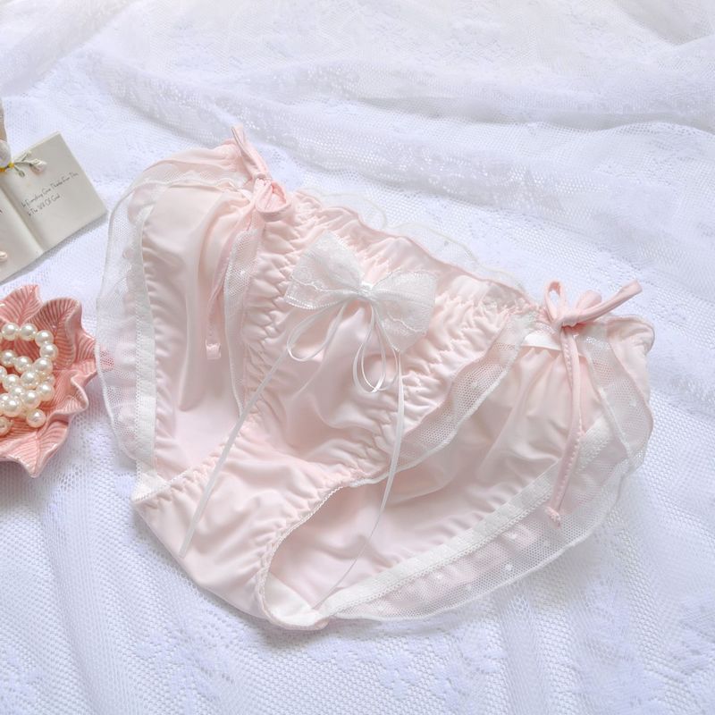 Japanese Style Women’s Ruffled Edge Princess Triangle Sweet Lace Up Underwear