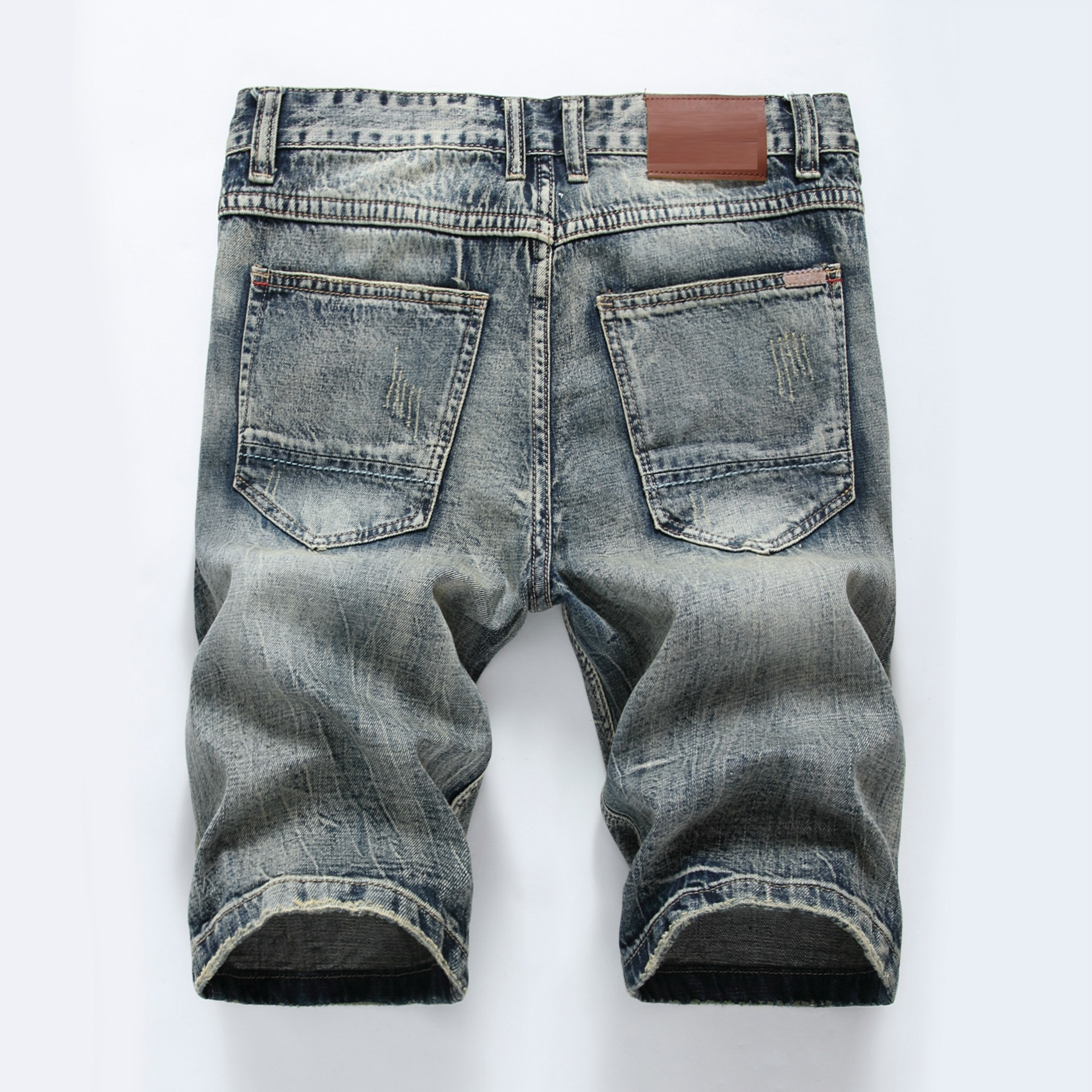 Men Summer Slim Fit Casual Short Pant Denim Shorts Distressed Ripped Retro Jeans