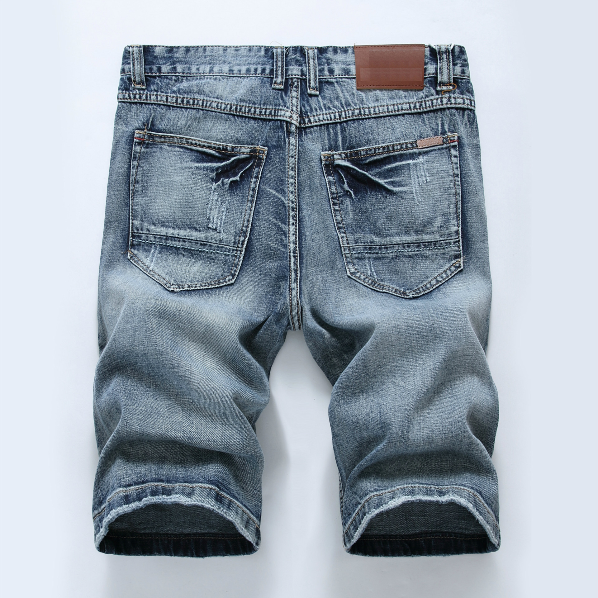 Men Summer Slim Fit Casual Short Pant Denim Shorts Distressed Ripped Retro Jeans