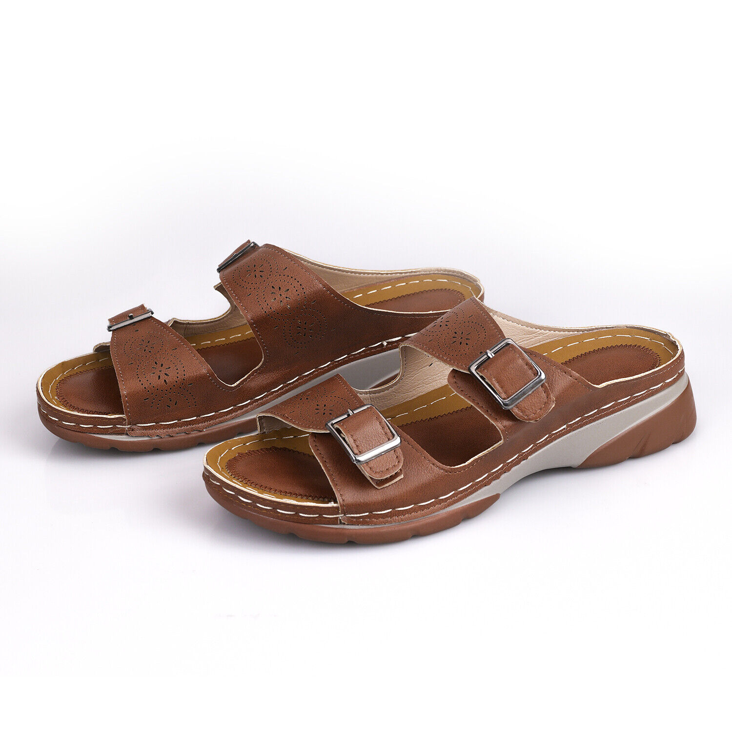 Low-Wedge Women Orthopedic Sandals Casual Flat Shoes Flip Flops Ladies Slippers - Picture 29 of 33