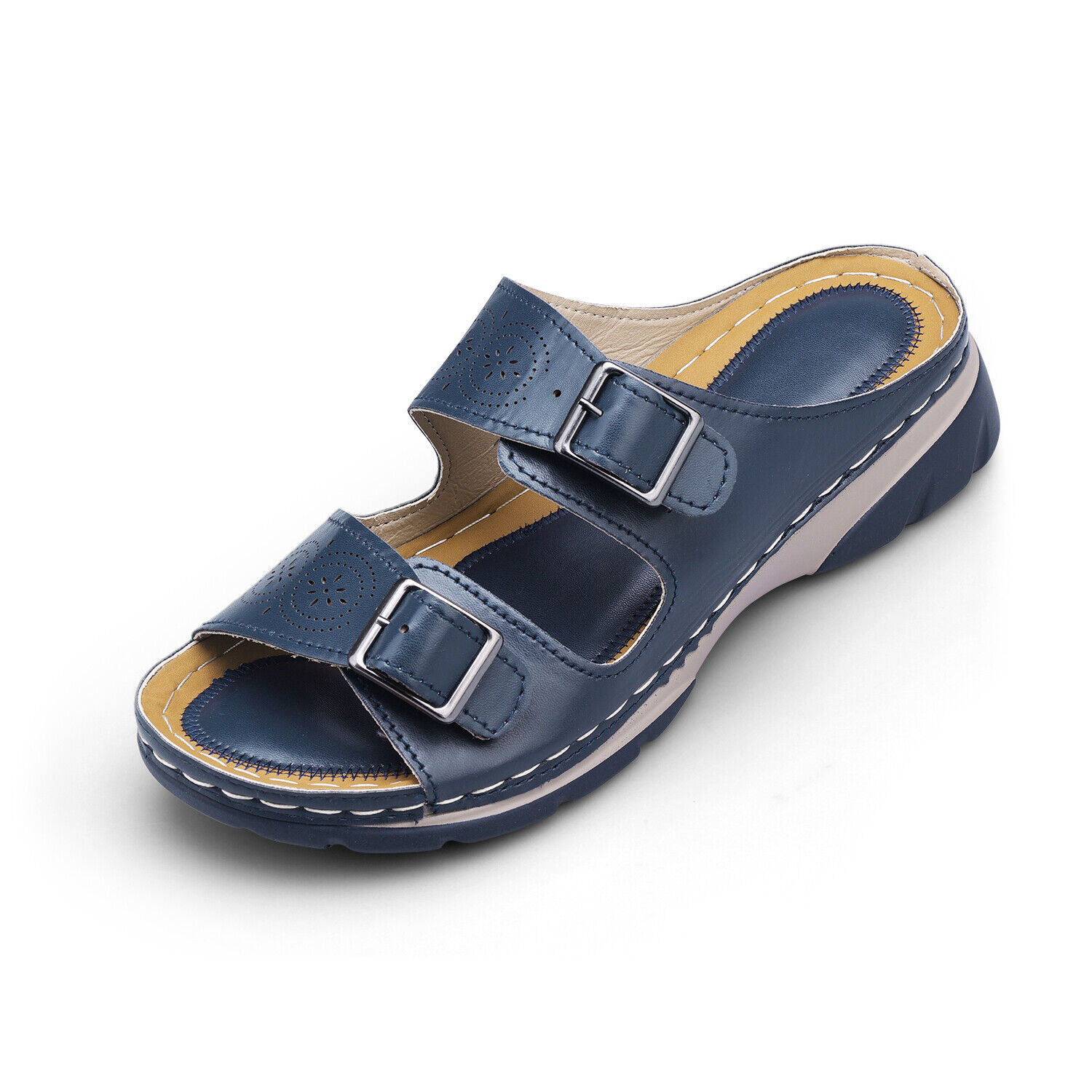 Low-Wedge Women Orthopedic Sandals Casual Flat Shoes Flip Flops Ladies Slippers - Picture 23 of 33