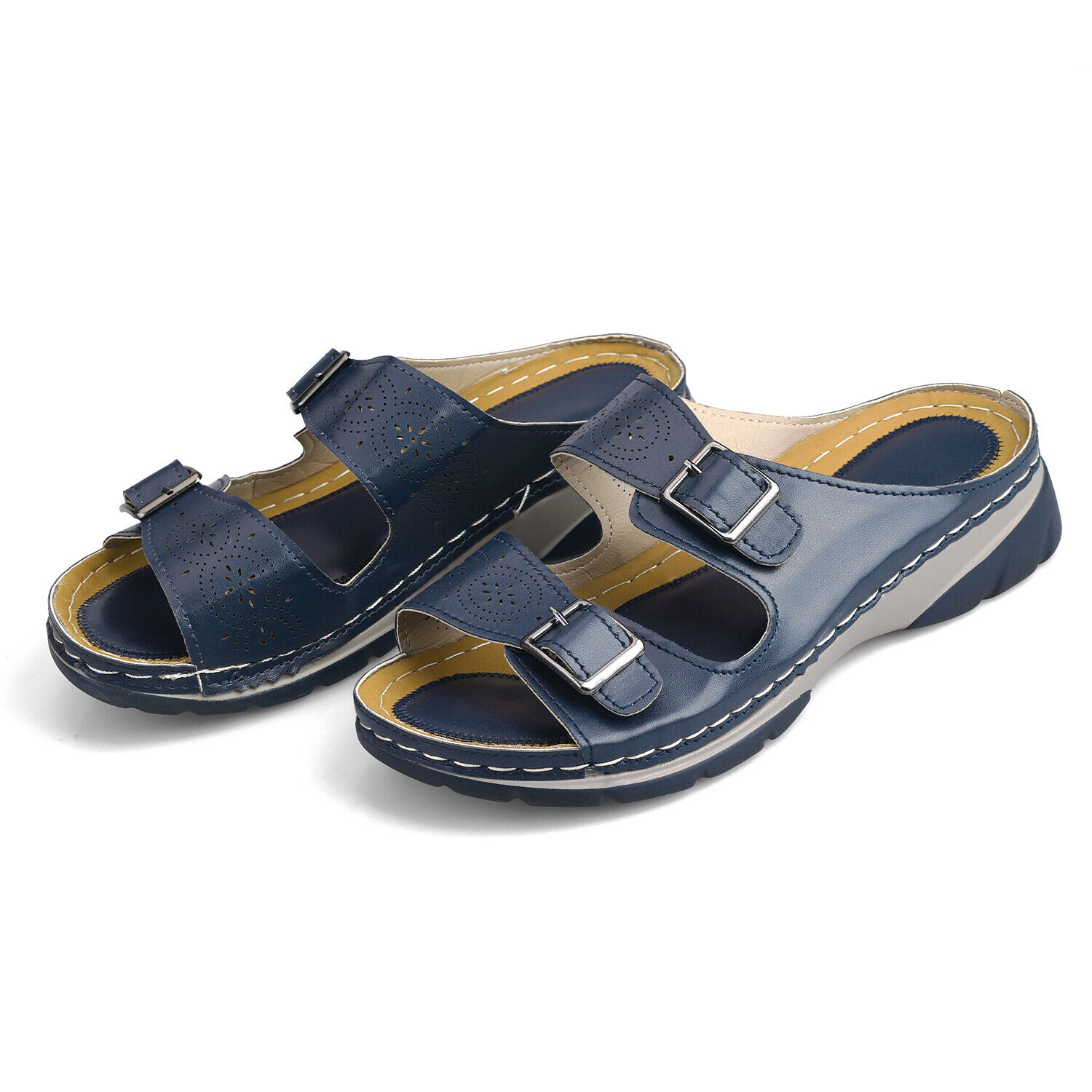 Low-Wedge Women Orthopedic Sandals Casual Flat Shoes Flip Flops Ladies Slippers - Picture 21 of 33