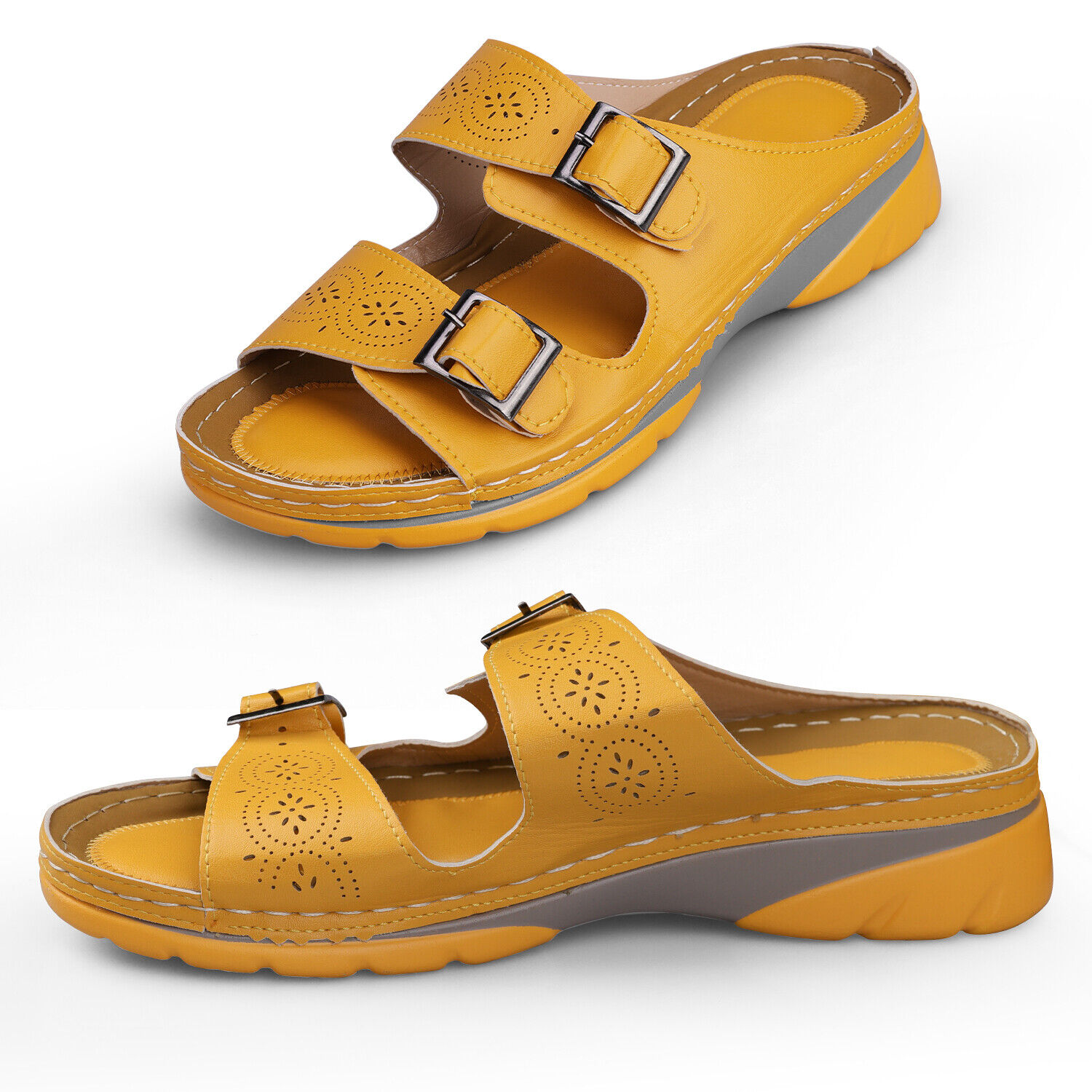 Low-Wedge Women Orthopedic Sandals Casual Flat Shoes Flip Flops Ladies Slippers - Picture 28 of 33