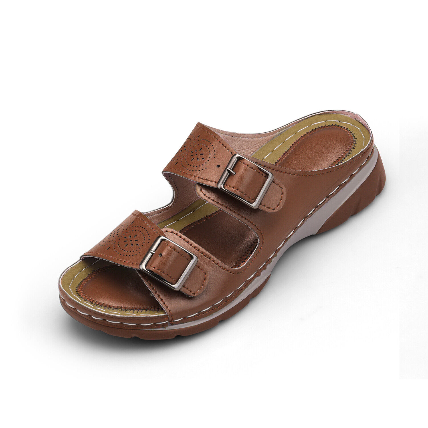 Low-Wedge Women Orthopedic Sandals Casual Flat Shoes Flip Flops Ladies Slippers - Picture 31 of 33