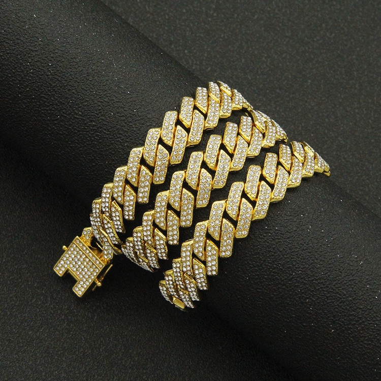 Hip-Hop Rhinestone Cuban Link Necklace: Silver/Golds, Double Row Diamonds, Unise - Foto 17 di 29