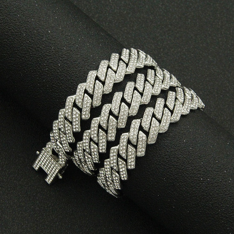 Hip-Hop Rhinestone Cuban Link Necklace: Silver/Golds, Double Row Diamonds, Unise - Foto 25 di 29