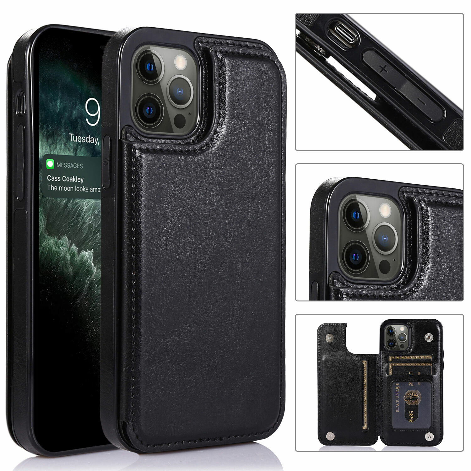 For iPhone 14 12 13 15 PRO MAX XS XR Wallet Card Case Cover Leather Magnetic