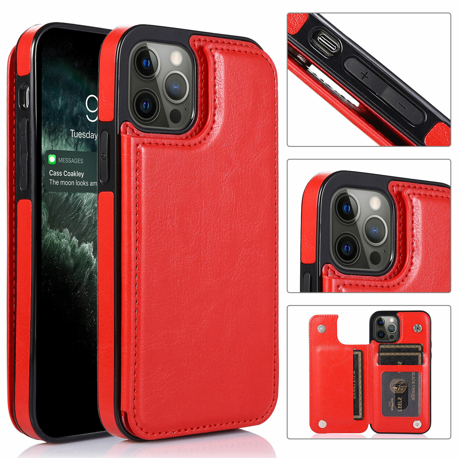 For iPhone 14 12 13 15 PRO MAX XS XR Wallet Card Case Cover Leather Magnetic