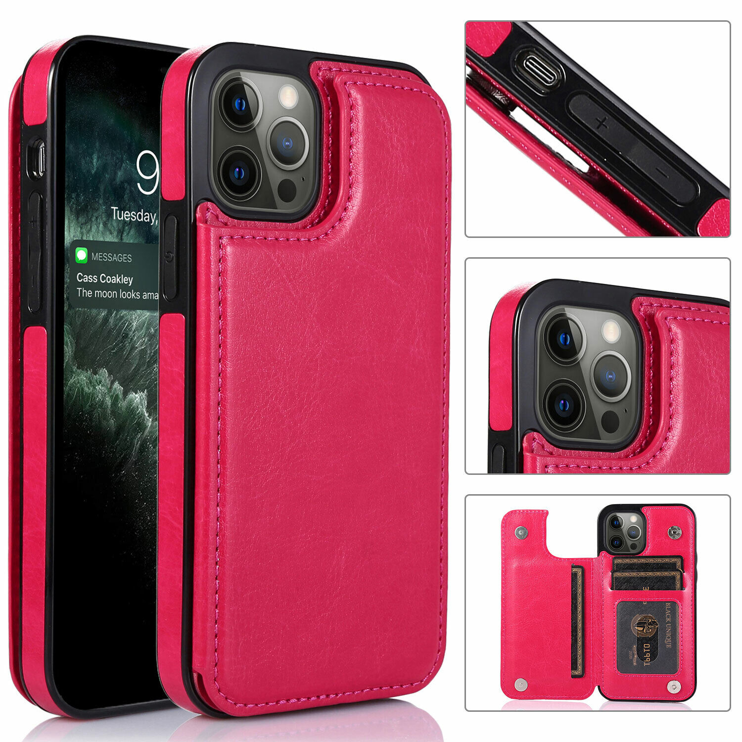 For iPhone 14 12 13 15 PRO MAX XS XR Wallet Card Case Cover Leather Magnetic