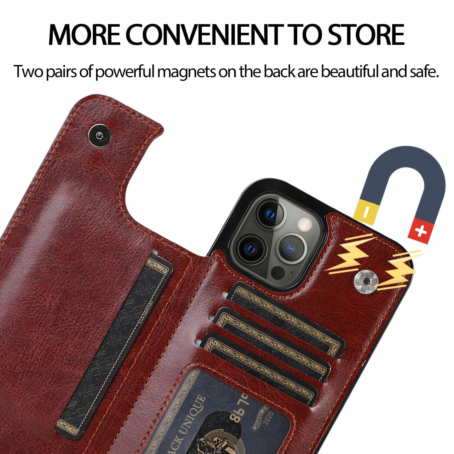 For iPhone 14 12 13 15 PRO MAX XS XR Wallet Card Case Cover Leather Magnetic