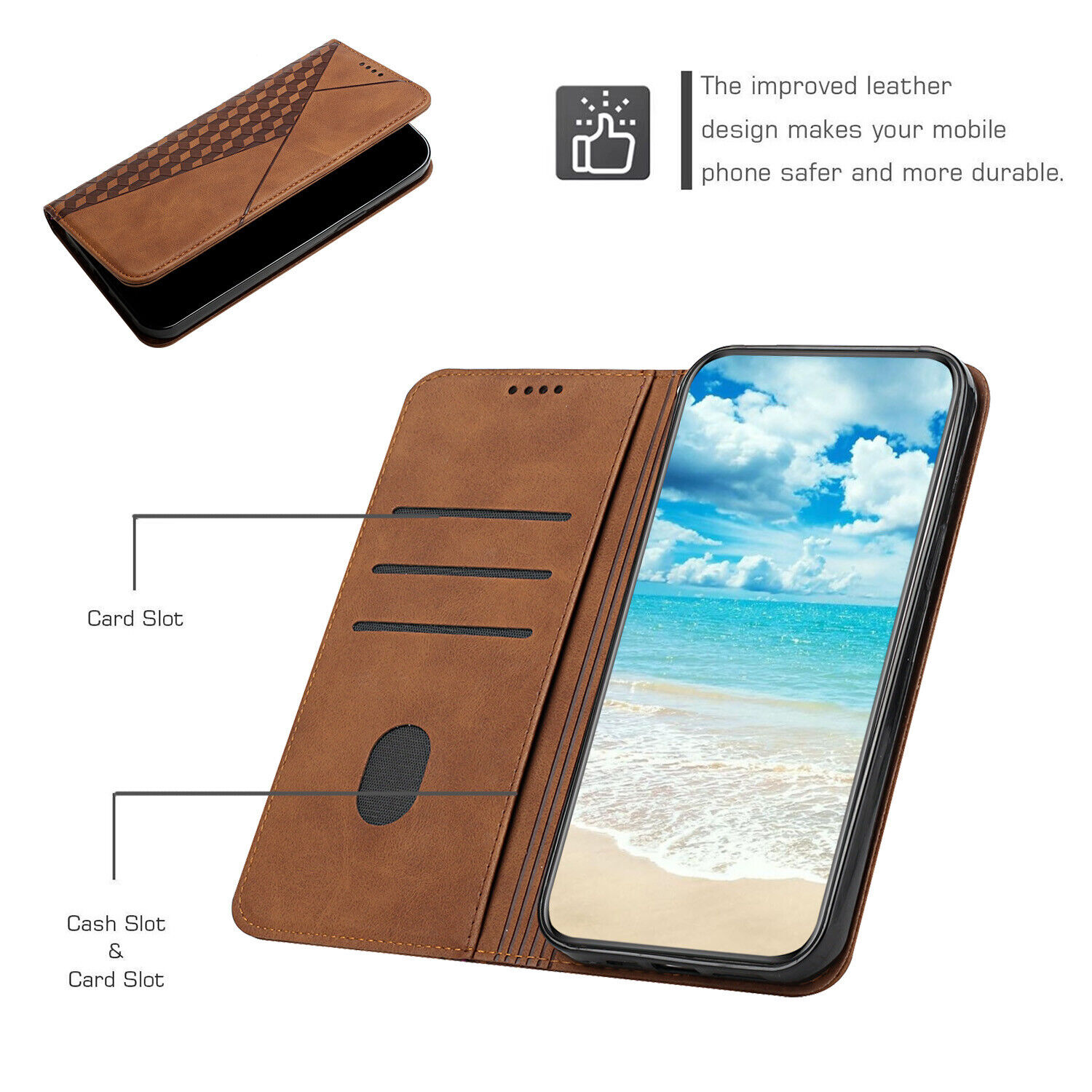 For iPhone 13 14 15 Pro Max 12 XR SE2 Magnetic Leather Wallet Case Flip Cover